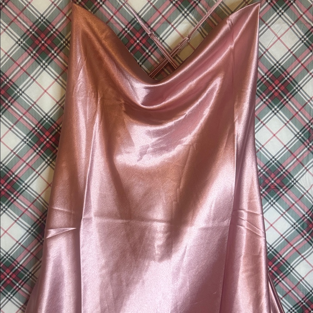 Satin Pink Slip Dress - Picture 2 of 8